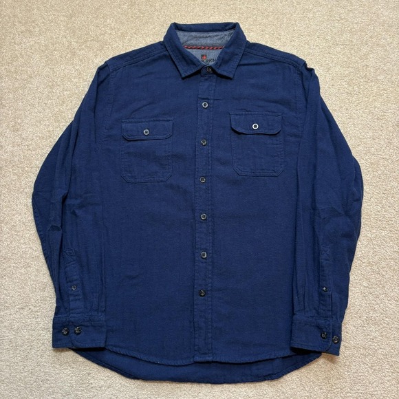 Woolrich Other - Vtg Woolrich Shirt Mens Large Blue Solid Flannel‎ Button Up Long Sleeve Outdoor